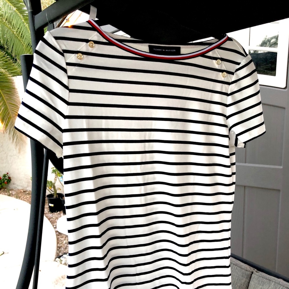 NEW TOMMY HILFIGER Ivory & Sky Captain Stripe top
